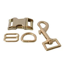 Set de 4 piezas de herrajes de aleación de zinc: Mosquetón, Argolla en D, Gancho giratorio, Gancho de resorte, adecuado para ropa, bolsos, correas, correas, cintas - Juego de 4 piezas en oro claro - Ver 2
