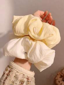 1pc Oversized Marshmallow Fluffy Cloud Scrunchie, Beige, Elegant & Versatile Hair Accessory, Holiday, Hair Accessories - Multicolor - View 1