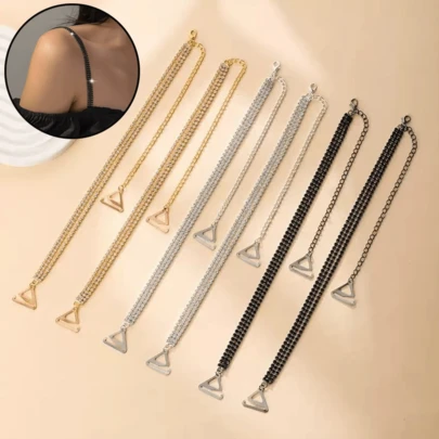 1 Pair Of Women's Underwear Shoulder Straps, Bra Shoulder Straps, Ice Shiny Rhinestone Invisible Shoulder Straps, Fashionable Back Straps, Underwear Dress Shoulder Decoration Strap Chain Decoration