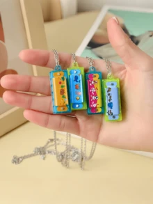1 chiếc vòng cổ hình kèn harmonica mini có thể chơi được và móc khóa 4 lỗ 4 âm, nhạc cụ bằng nhựa hoạt hình, quà tặng lý tưởng cho các bữa tiệc và món quà hoàn hảo. - Nhiều màu - Xem 2