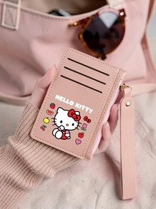 SANRIO 1个可爱Hello Kitty印花零钱包，带拉链和腕带，多卡位女士卡包，送给朋友和家人的完美礼物，女士钱包，迷你钱包，小钱包，卡包，旅行必备，夏季节日，毕业典礼，教师节礼物，生日礼物，母亲节礼物 - 彩色 - 查看 5