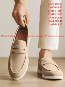 奢华男士便士乐福鞋，米色纯色仿麂皮休闲鞋，柔软舒适，透气鞋底，时尚商务套装，学生毕业典礼，婚礼新郎鞋，适合春、夏、秋季，加大码 Old Money - 米色 - 查看 3