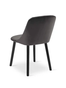 Goeurvant Modern Minimalist Vertical-Stripe Upholstered Dining Chairs With Ergonomic Back & Solid Wood Legs For Living Room, Kitchen, Bedroom - Set Of 2 / Set Of 4 / Set Of 6---Dark Grey (Velvet) - 深灰(黑腿) - 查看 8