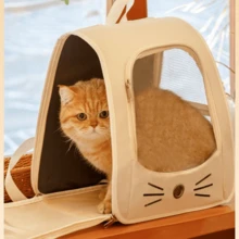 5.5kg And Below Pet Carrier Backpack Made Of Oxford Cloth With Breathable Window, Suitable For Small Dogs And Cats, Can Be Worn As Backpack, Shoulder Bag Or Handheld, Large Capacity Portable Pet Bag For Outdoor Activities - Multicolor - View 9