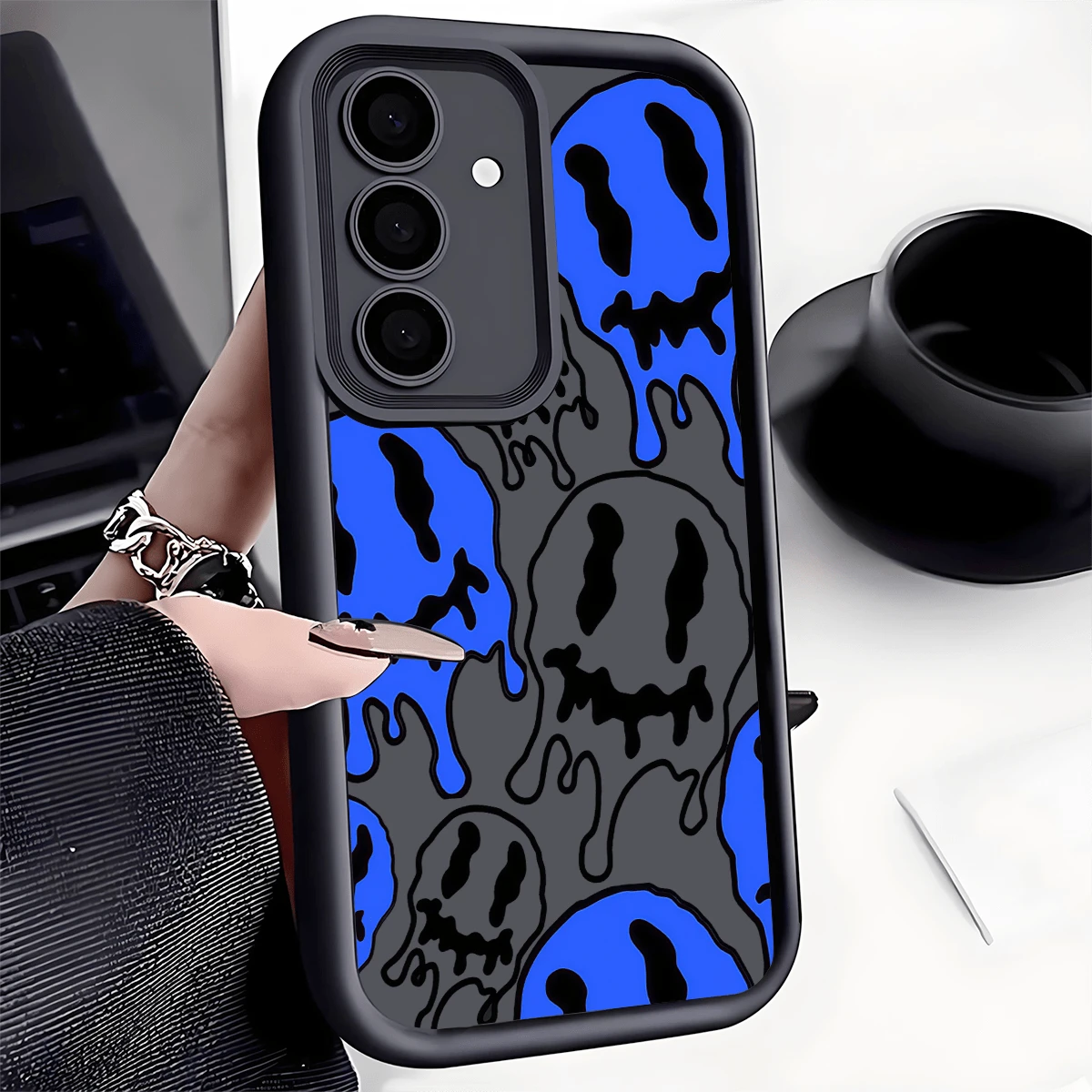1 pieza Funda de teléfono azul de PU resistente a golpes, cubierta protectora antideslizante gruesa compatible con Huawei, Honor, Galaxy S26, S26 Plus, S26 Ultra - Negro - Ver 1