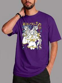 Anime Manga T-Shirt Souzou No Frieren Magic Fantasy Geek Unisex Male Female 100% Cotton Top Premium Streetwear Launch Immediate Shipping Various Colors!! Plus Size - 紫色 - 查看 2