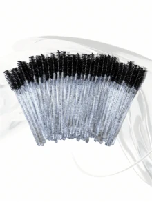 50支/套一次性水晶睫毛刷，魔杖形睫毛嫁接刷，适用于沙龙和家庭使用，睫毛刷、睫毛夹、睫毛梳，水晶眼部化妆工具 - 黑色 - 查看 10