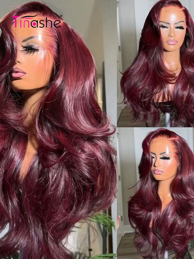 Tinashe Tóc giả gợn sóng nhiều lớp màu đỏ tía đậm hình bướm, tóc giả ren cài 6*5 inch, tóc giả kiểu nàng tiên cá để hóa trang dự tiệc cưới, phụ kiện tóc giả màu đen. - SBUG - Xem 3
