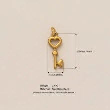 1 Peça Pingente de Medalhão em Formato de Coração Vintage em Aço Inoxidável Dourado 18K, Pingente Gravado em Estilo Barroco e Gótico, Pingente Romântico de Chave e Cadeado em Formato de Coração, Adequado para Confecção de Joias DIY Diárias para Mulheres e Casais. - Multicolorido - Visão 13