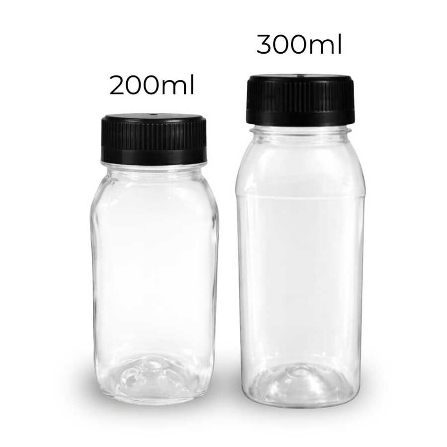 10 PET Bottles 200ml / 300ml With Lid For Juices And Sugar Cane Juice Direct From The Factory - 黑色 - 查看 1