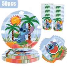 Disney Bộ trang trí tiệc sinh nhật chủ đề bãi biển Stitch, bộ đồ dùng ăn uống bằng giấy dùng một lần, bao gồm đĩa, cốc, khăn ăn, chất liệu (10 đĩa 7 inch, 10 đĩa 9 inch, 10 cốc, 20 khăn ăn), thích hợp cho các bữa tiệc sinh nhật, họp mặt gia đình, dã ngoại ngoài trời, đám cưới, lễ đính hôn và mùa tựu trường. - Nhiều màu - Xem 11