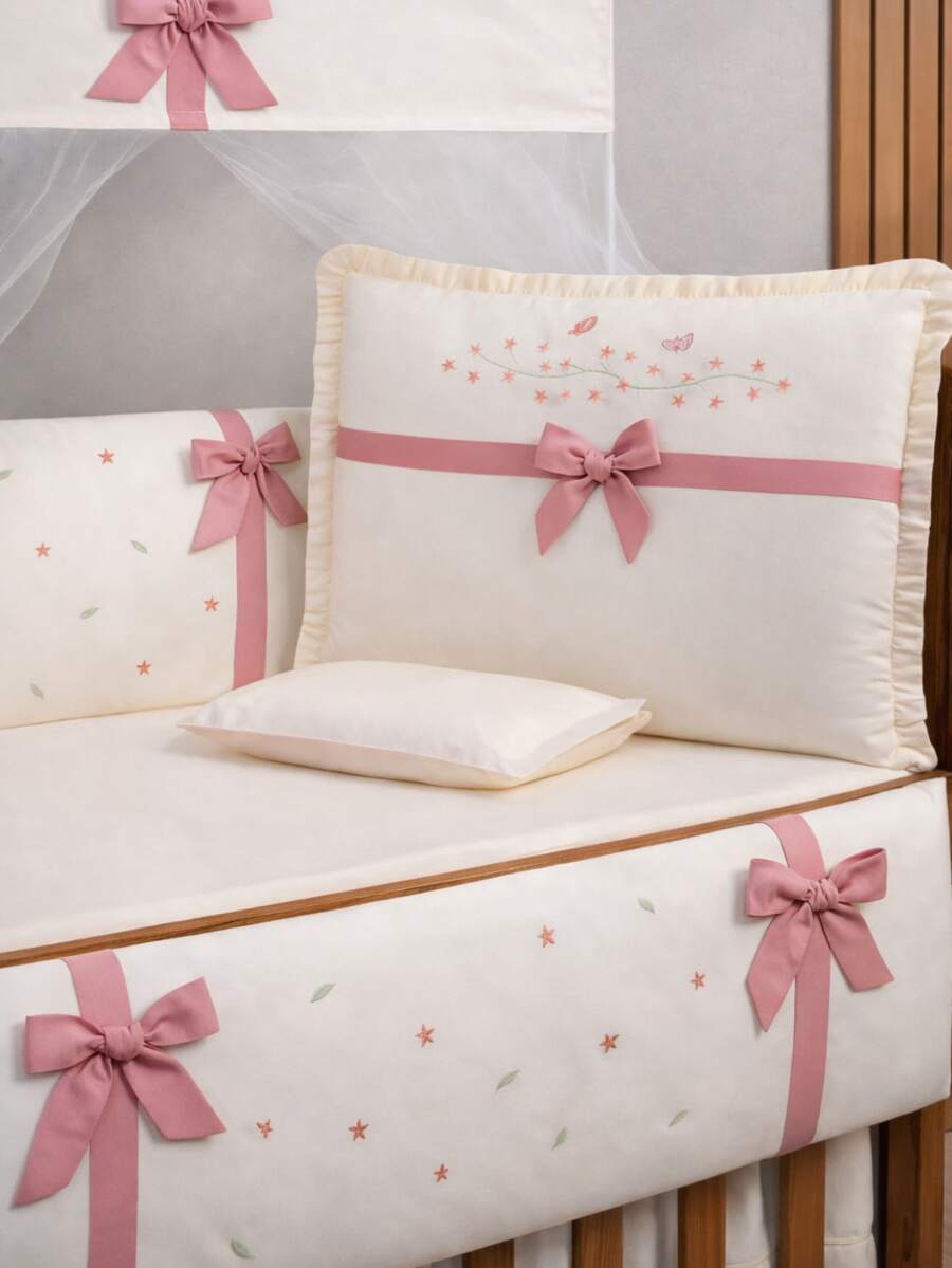 American Girl Crib Kit 10 Pieces Rose Bows, Embroidery And 100% Cotton Mosquito Net - 乾枯玫瑰色 - 查看 1