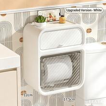 双层浴室卫生纸塑料纸盒，壁挂式防水收纳架，无需钻孔 - 浴室紙巾收納盒 - 查看 10