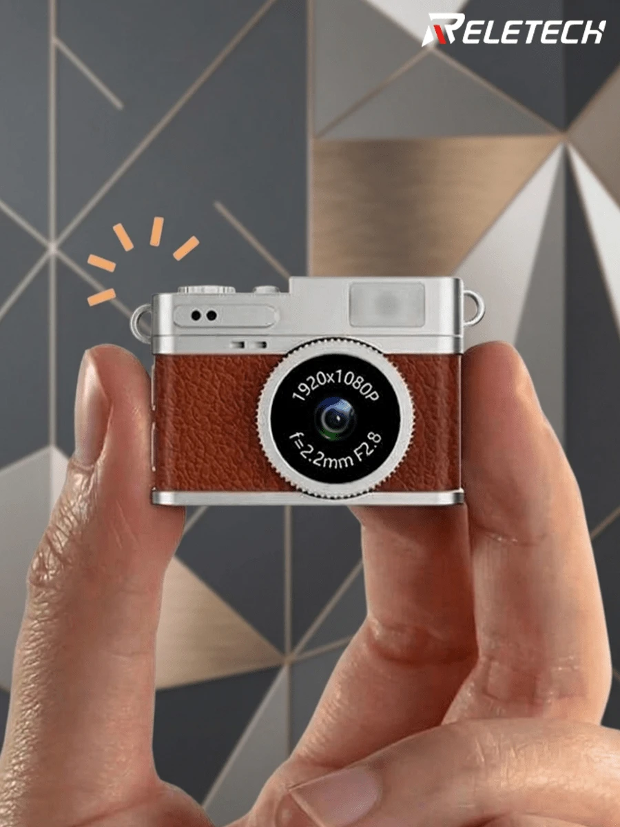 Reletech Cute Retro Mini Camera, Wearable Digital Pocket Camera With 6 Filters + Video Recording, 0.96" IPS Screen And LED Flash - Best Birthday Christmas Gift