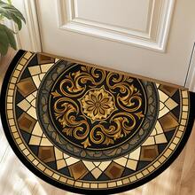 1 pieza Felpudo clásico marrón con patrón floral, Felpudo de bienvenida, Alfombra pequeña, Felpudo para exteriores, Alfombra de cocina, Decoración del hogar, Felpudo para la puerta principal, Alfombra de área, Alfombra para exteriores, Decoración del hogar, Alfombra de área, Alfombra de jardín, Alfombra lavable - Multicolor 3 - Ver 5
