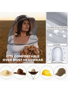 1pc Outdoor Fishing Night Fishing Hat, Anti-Insect Anti-Mosquito Hat, Fishing Sun Hat, Breathable Unisex Sunshade Face Mask - Multicolor - View 4