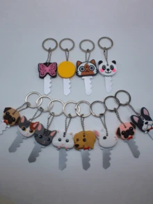 5 piezas, Lindo estuche de animal para llavero, Tapa protectora Llavero Llavero - Multicolor - Ver 5