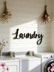 1pc Metal Wall Art Decor, Farmhouse Style Laundry Room Sign, Hanging Decoration - Suitable For Bathroom, Laundry Room, Elegant Room Decor - Black - View 8