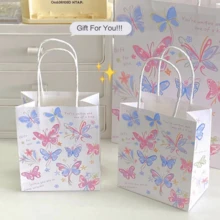 60个装节日礼品纸袋，扁平装饰纸包装袋，高端女士纸质礼品袋，珠宝礼品袋，蝴蝶结图案手提袋，加厚便携手提袋。适用于节日、新年、婚礼、购物、生日和派对礼品包装。 - 包裝袋 - 查看 3