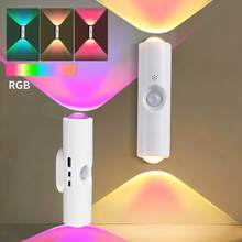 2/4/6packs RGB Motion Sensor LED Lights For Bedroom Decorative Lighting, With Automatic, USB Rechargeable Night Light, Multiple Adjustable Colors For Living Room, Bedroom, Hallway, Bedside, Stairs, Cabinets, Wardrobes, RV Interior Lighting Decor - ánh sáng màu - Xem 1