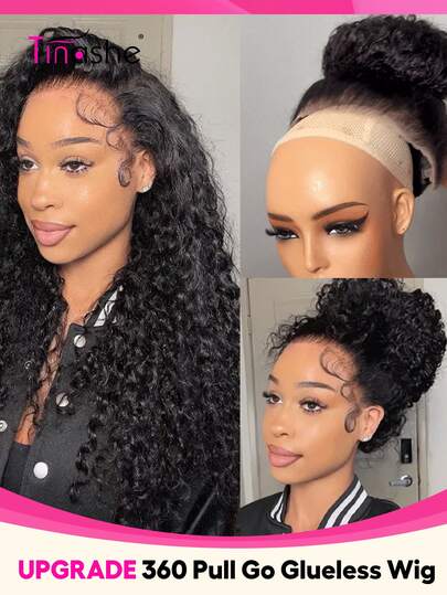 Tinashe Tóc giả ren toàn bộ 360 độ, kiểu sóng nước, làm từ tóc thật Remy đã tẩy trắng, phù hợp cho trang phục Halloween, cosplay, đám cưới, kiểu tóc nàng tiên cá, tóc nối màu đen.