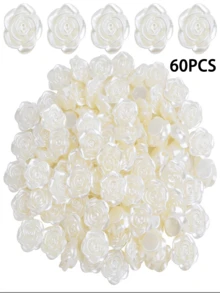 60/120颗15毫米白色亚克力玫瑰珠套装，适用于DIY珠宝制作，可用于手链、项链和手工工艺品项目 - 白色 - 查看 8