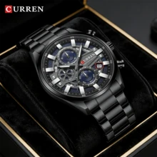 Đồng hồ nam CURREN thời trang, máy quartz, chronograph, chống nước, dây đeo thép không gỉ, dạ quang, tự động hiển thị ngày, dành cho nam giới. - Nhiều màu - Xem 12