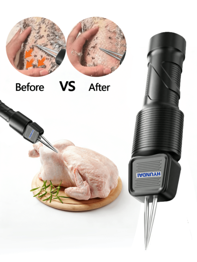 HYUNDAI 手持式家禽拔毛器，便携式鸡、鸭、鹅、火鸡用脱毛器，重型不锈钢自动脱毛器