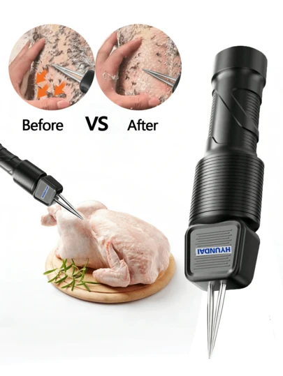 HYUNDAI Desplumador de aves de mano, removedor de plumas portátil para pollo, pato, ganso, pavo, depilador automático de acero inoxidable de alta resistencia