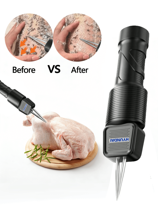 HYUNDAI 手持式家禽拔毛器，便携式鸡、鸭、鹅、火鸡用脱毛器，重型不锈钢自动脱毛器