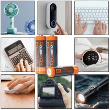 POWERKAN AA 2700mAh 可充电电池：1.2V 镍氢可充电电池，容量大，输出可靠，预充电，即插即用 - 适用于相机、麦克风、控制器等高耗电设备 - 配有耐用电池盒 - 查看 2