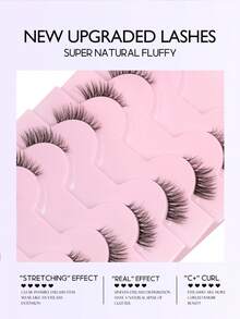 7 pares de pestañas postizas de ojo de gato de aspecto natural, de media tira, transparentes y de piel de marta falsa suave - Ver 5