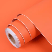 1 Roll Self-Adhesive Wallpaper, Home Decor Sticker, Matte Orange Textured Pattern, Removable And Reusable For Kitchen Countertop, Cabinet, Wall, Home Decor, Room, Bathroom, Home Renovation, Furniture Makeover, DIY Decoration, Durable Wall Covering, Easy Installation, Home Upgrade - J-Orange - View 10