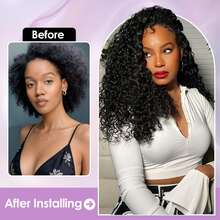 女士真人钩编假发 18 英寸深波浪羽毛钩编真人混纺发束 预先分离 预先打结 奇迹结钩编真人混纺发接发 - SNatural - 查看 7