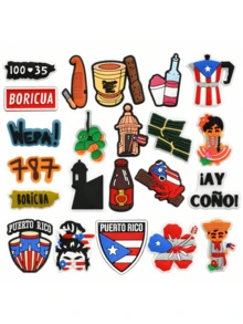 22 Buah Gantungan Sepatu Bertema Puerto Rico - Aksesoris DIY Kreatif Kartun - Dekorasi - Hadiah Pesta Ulang Tahun dan Liburan - MultiWarna - View 1