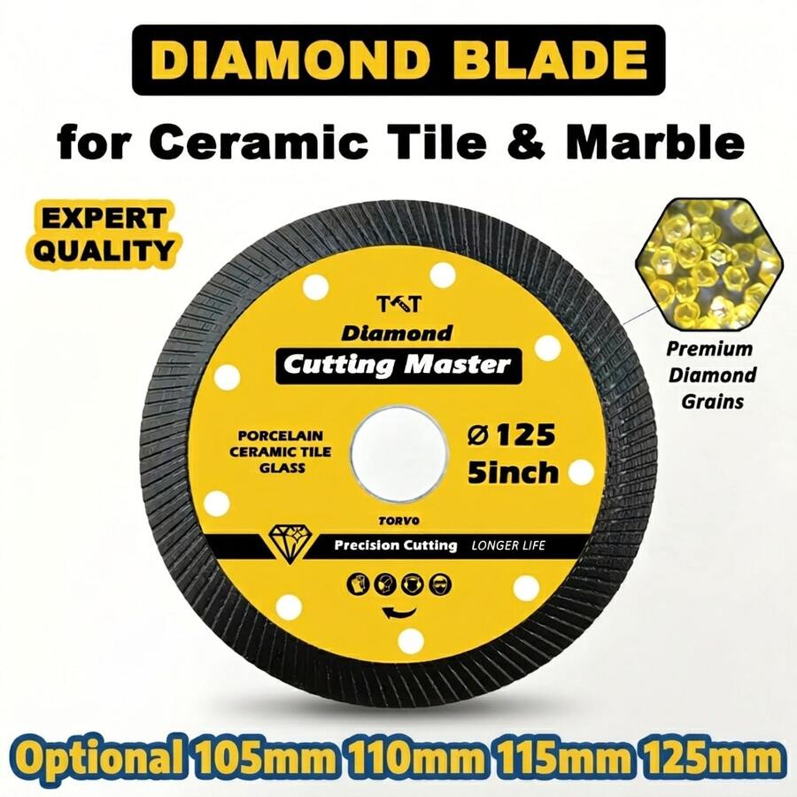 105/110/115/125mm Diamond Saw Blade, Ultra-Thin Mesh Turbo Cutting Disc, Suitable For Marble, Granite, Ceramic Tile, X-Type Teeth Precise Cutting, Wet & Dry Use - Diamond Cutting Disc - View 1