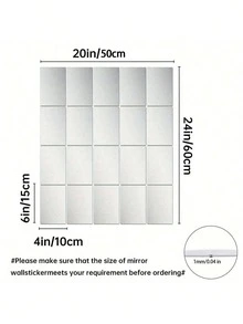 16 Peças Espelho Quadrado Acrílico DIY Decoração, Adesivos de Parede Prateados Modernos Removíveis e Autoadesivos, Adequados para Sala de Estar, Sala de Jantar, Quarto, Banheiro, Decoração de Festa, Adesivos de Feriado - 1mm - Visão 17