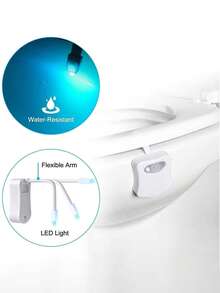 1 pieza Luz LED de 16 colores para asiento de inodoro con sensor de movimiento para baño, decoración de otoño - Blanco - Ver 9