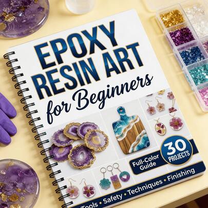1 Full-Color Epoxy Resin Art Handbook For Beginners, Spiral Bound For Elegant Look, Includes 30 Resin Craft Project Guides With Tools And Safety Tips, Suitable For Resin Enthusiasts, Students And DIY Creators, Great For Jewelry Making, Home Decor, Scrapbooking And Gift-Giving
