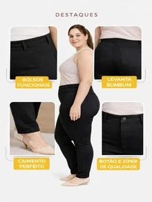 Stillger Moda Jeans Women's Plus Size Jeans With Spandex High Waist Lifts Butt Lifting - 黑色 - 查看 4