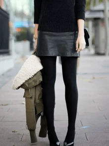 1件装女士时尚简约连裤袜，30D不透明紧身裤，半透明丝袜 - 顏色 - 查看 3