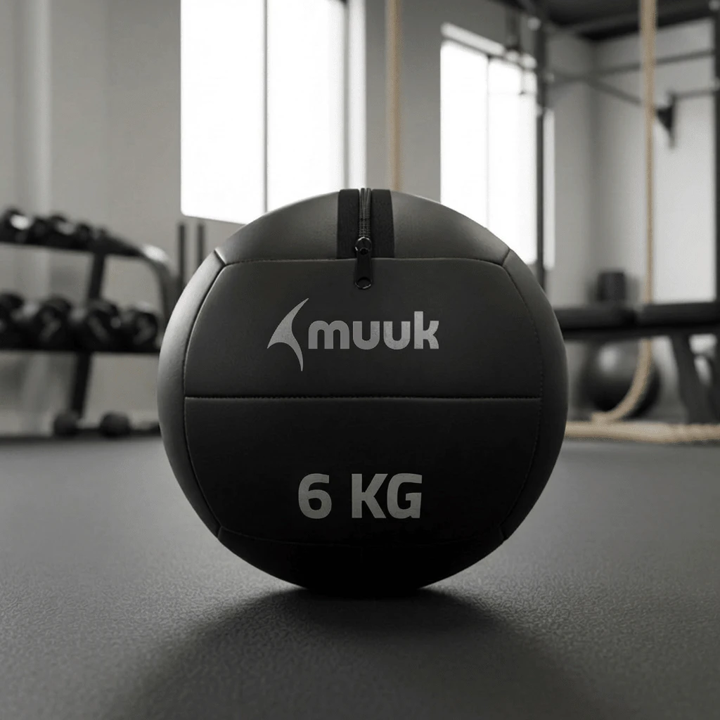 MUUK FITNESS Balón Medicinal de Entrenamiento Funcional 2kg/3kg/4kg/5kg/6kg/10kg | Pelota Wall Ball Profesional de PVC Reforzado con Superficie Antideslizante | Ideal para Crossfit, Fuerza, Resistencia, Abdominales, Sentadillas, Box y Home Gym - 6kg - Ver 1