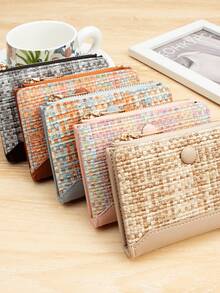 2026 NEU Süße Tweed Karomuster Münzbörse mit Kunstperlen Handgelenksschlaufe, Multifunktionale Kartentasche, Damen Münzbörse, hochwertige Farbblock Reißverschluss Geldbörse/Koreanischer Stil Geldbörse zum Falten, exquisites Geburtstagsgeschenk für Mädchen/beste Freundinnen, geeignet für tägliche Fahrten, Dates und Urlaub - Verschiedenfarbig - Übersicht 8