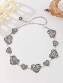 1 pieza Cadena de cintura de metal elegante con forma de corazón tallada en estilo vintage - Corazones grandes y pequeños - Ver 17