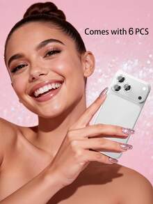Shockproof Glitter Diamond 6pcs Camera Lens Protector Compatible With IPhone 17/17 Air/17 Pro/17 Pro Max/16/16 Pro/16 Plus/16 Pro Max/16/14 Pro 6.1"/14 Pro Max 6.7", Shiny Tempered Glass Camera Lens Cover, Perfectly Compatible With Apple 14 Pro Max/14 Pro/15/15 Pro Max/15 Pro Mother's Day Gift - Silver - View 7