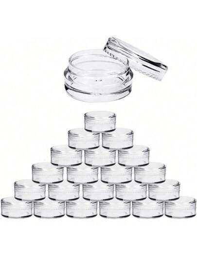 3 Gramm Mini transparenter Cremetopf, leerer Kunststoff Kosmetikbehälter, transparente Probeflasche, Lidschatten/Lippenstift Behälter, Reise-Essentiell Kosmetikprobe Glas, leere Mini Flasche, geeignet für Thanksgiving, Halloween und Weihnachten