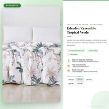 Reversible Tropical Print Duvet With Green Botanical Leaves, 300g Microfiber, Soft Quilted Nordic Filling For 90/105cm, 135/150cm And 180cm Beds, Jungle Bedroom Quilt - 花綠色 - 查看 2