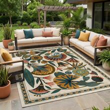 1pc Vintage Bohemian Style Large Floral Pattern Beige Multicolor Carpet, 1100g High Density Faux Cashmere Material, Rectangular Elegant Artistic Absorbent Non-Slip Easy To Clean Machine Washable, Suitable For Living Room Bedroom Home Decor - Vintage Bohemian Beige Multi-colo Bathroom Mats - View 4