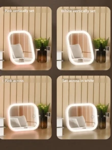 3-Level Dimmable LED Makeup Mirror, Foldable Portable Stand, Rechargeable, Perfect Gift For Women - 彩色 - 查看 3