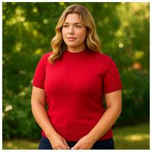 JEWELRY KNITS Short Sleeve Blouse Size G Round Neck | Short Sleeve Blouse G | Basic Short Sleeve Blouse | Basic G - Đỏ - Xem 1